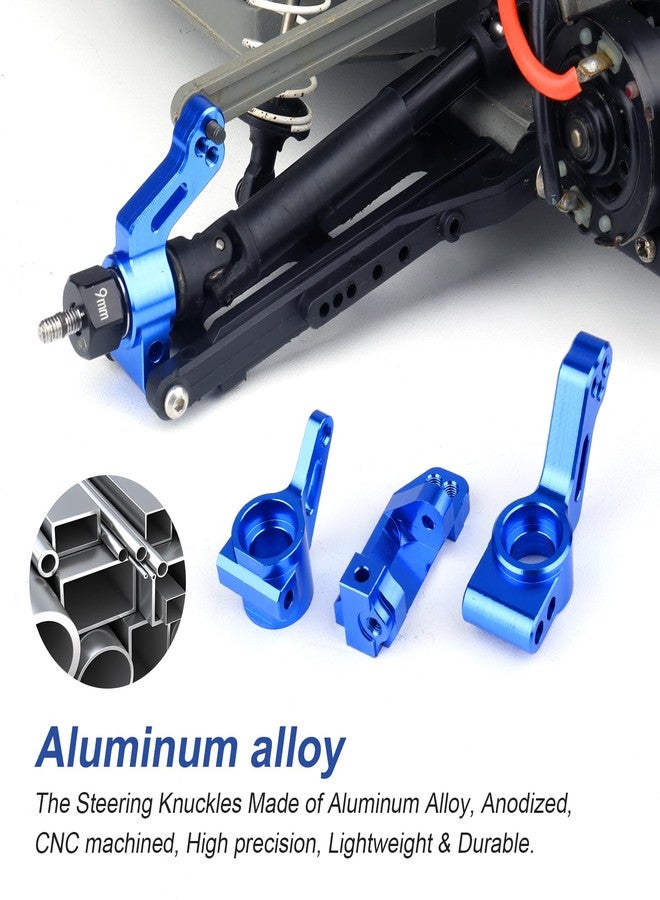 CrazyHobby Aluminum Front Steering Blocks & Caster Blocks and Rear Stub Axle Carriers Upgrade Kit for 1/10 Traxxas Slash 2WD Stampede Rustler VXL, Replacement of 3632 3736 3752 (Blue) - Image 3